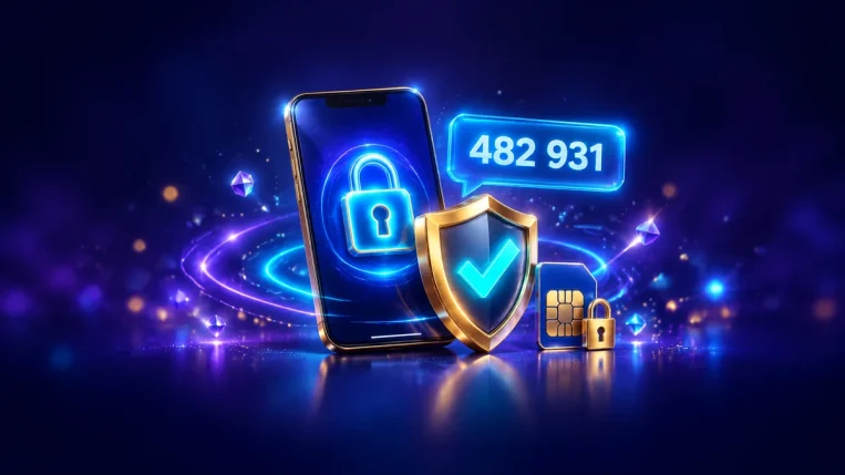Safe pay by mobile deposits: locked smartphone, one-time text code, shield and SIM security